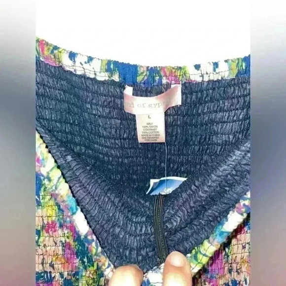 Band of Gypsies NWT floral smocked sleeveless capped sleeve dress, size large - Picture 2 of 3